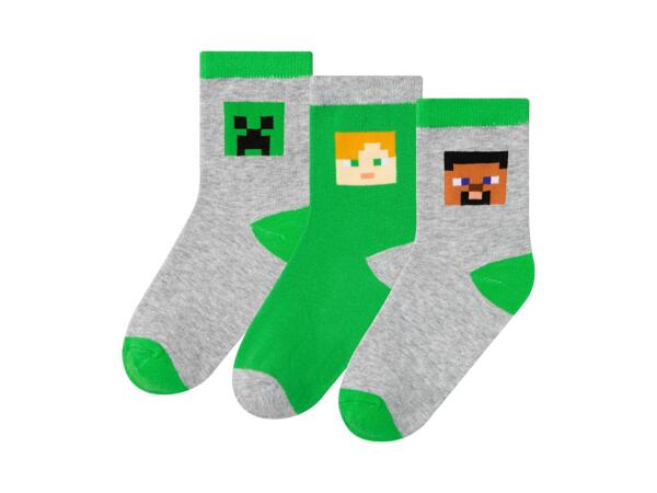 Boys' socks, 3 pairs "Minecraft"