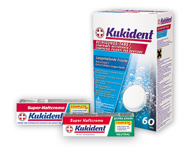 Crema adesiva/Compresse pulenti per dentiere KUKIDENT