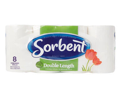 Sorbent Double Length Toilet Paper 8pk