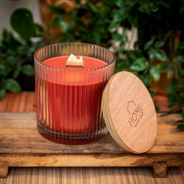 HOME CREATION(R) 				Bougie parfumée à mèche en bois