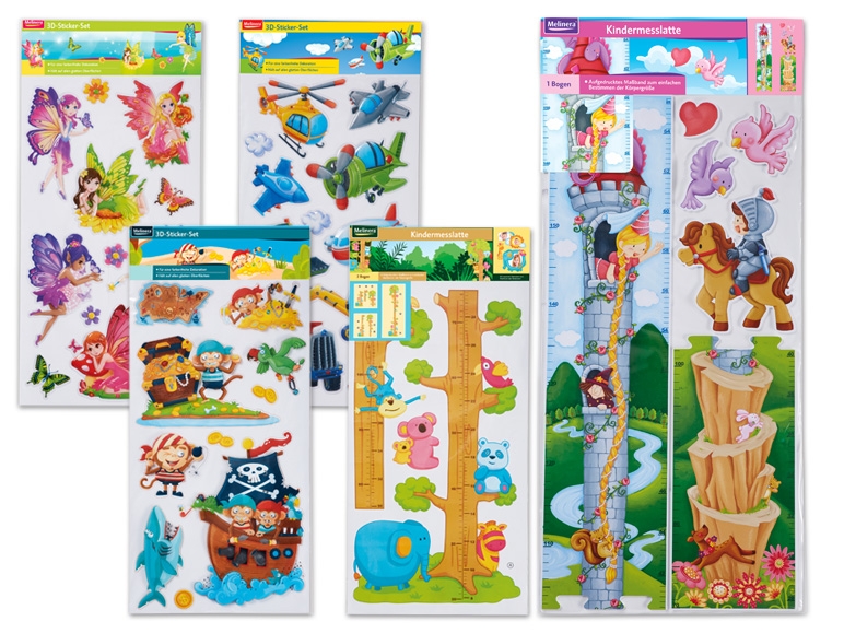 MELINERA(R) 3D-Sticker-Set oder Kinder-Messlatte