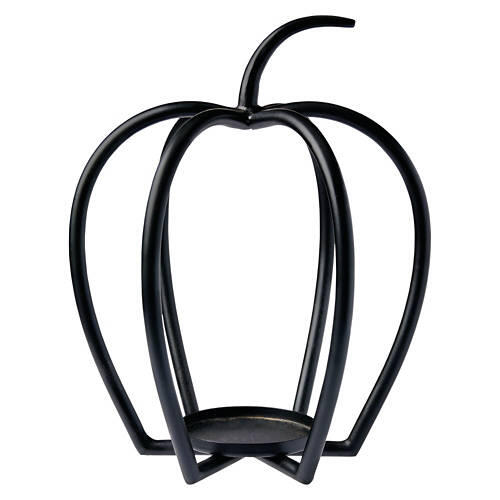 Iron Pumpkin Candle Holder, Black