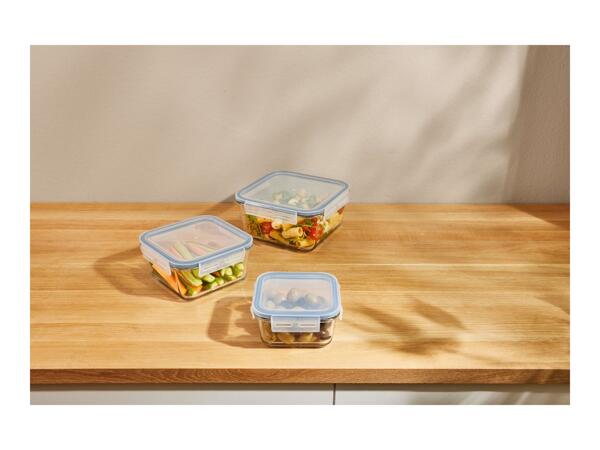 Livarno Home Square Glass Food Storage Containers - 3 Piece Set