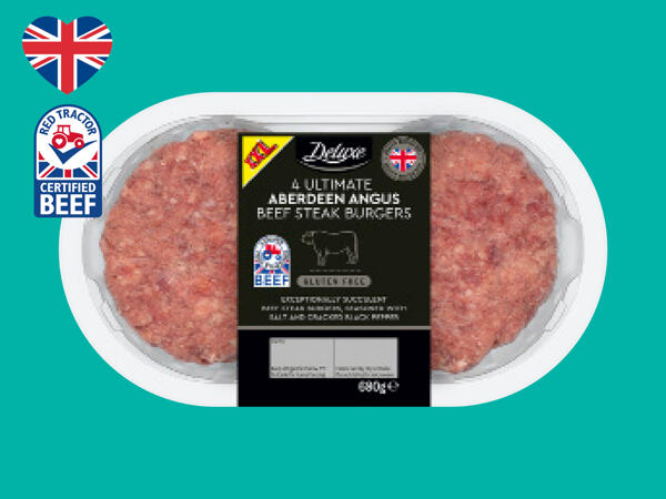 Deluxe 4 Ultimate Aberdeen Angus Beef Steak Burgers - Lidl - Great ...