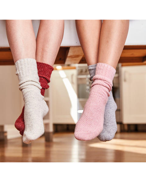 Bordeaux Rib Wool-Socks