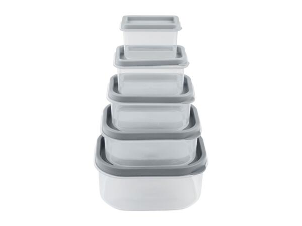 Livarno Home Food Storage Container Set - 5 Piece Set - Rectangular Grey