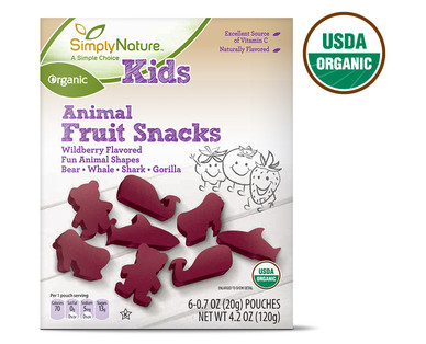 SimplyNature Strawberry or Wildberry Organic Animal Fruit Snacks