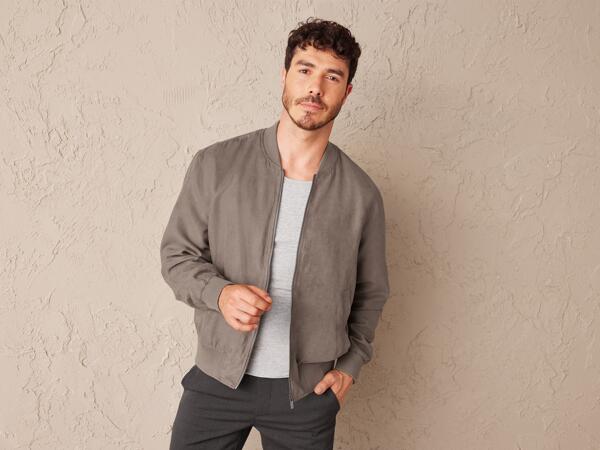 Men's Faux Suede Bomber Jacket