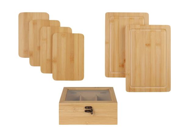 Set de planches à découper/boîte à thé en bambou
