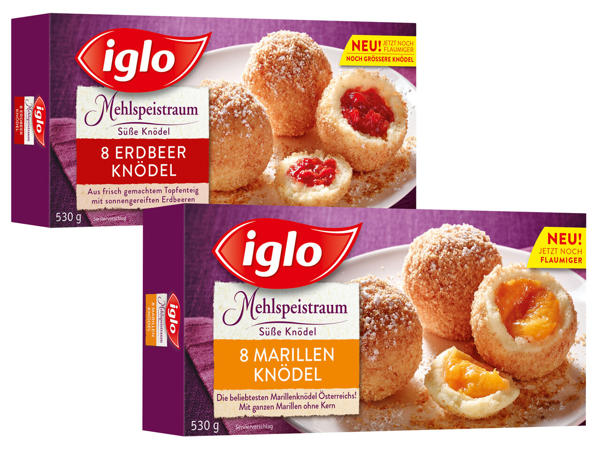 IGLO Marillen-, Zwetschken-, Erdbeer- oder Nougatknödel