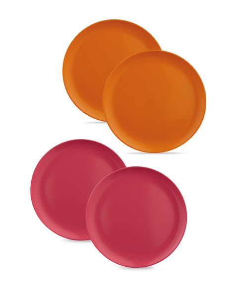 4 Pack Dinner Plate Orange & Pink