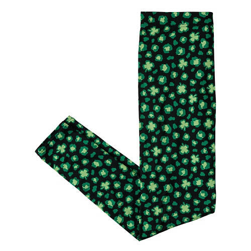 Ladies St. Patrick's Day Soft Legging - Black & Green Print, XL