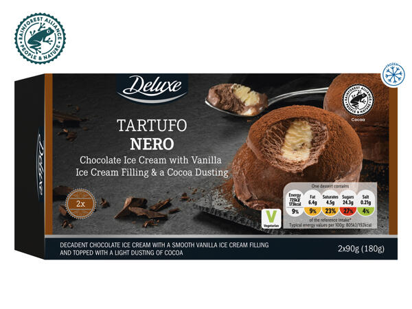 Deluxe Tartufo Nero Chocolate Ice Cream with Vanilla Ice Cream Filling