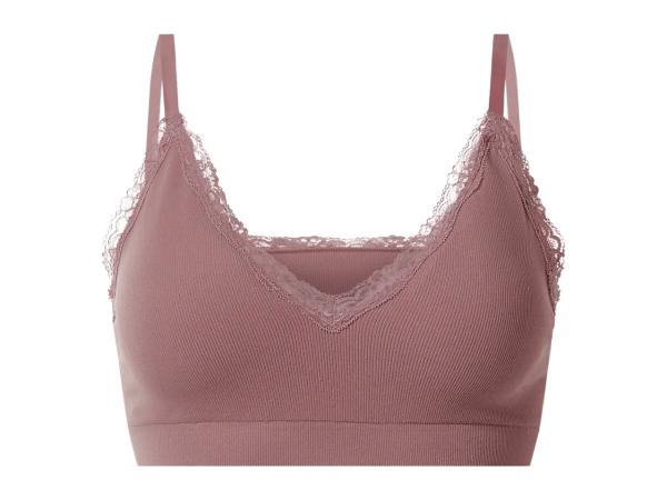 Esmara Ladies' Pink Ribbed Bra With Lace