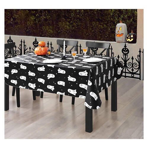 52" X 70" Halloween Vinyl Tablecloth - Ghosts