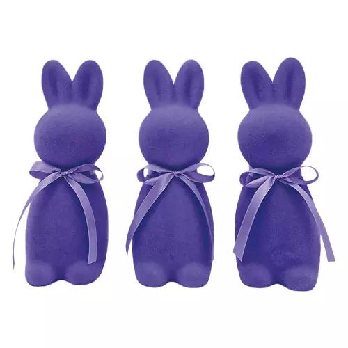 20" Tall Small Flocked Bunnies - Purple, 3 pack
