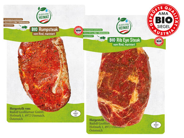 Frisches Bio Rib Eye- oder Bio Rumpsteak