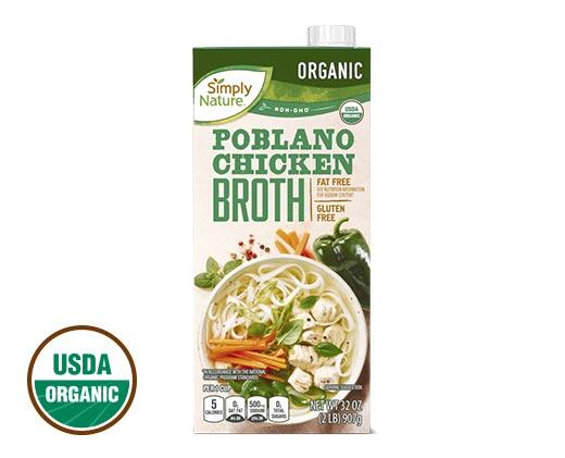 Simply Nature 
 Organic Poblano Chicken or Jalapeno Beef Broth