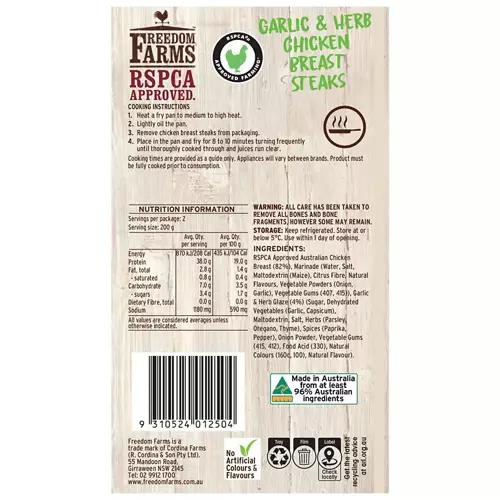 RSPCA Approved Chicken Breast Steaks Garlic & Herb 400g