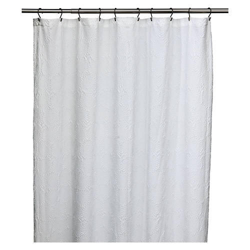 72" x 72" Luxury Shower Curtain - White Embossed Floral