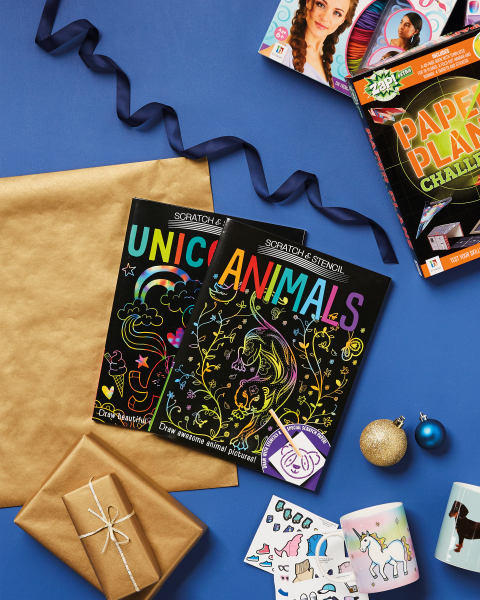 Animals Scratch and Stencil Book