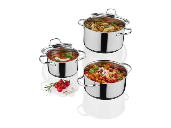 Livarno Home Stainless Steel Stockpot Set - 3-Piece Set