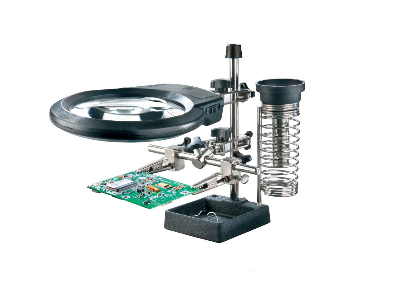 Precision Tool Holder with LED Magnifying Glass