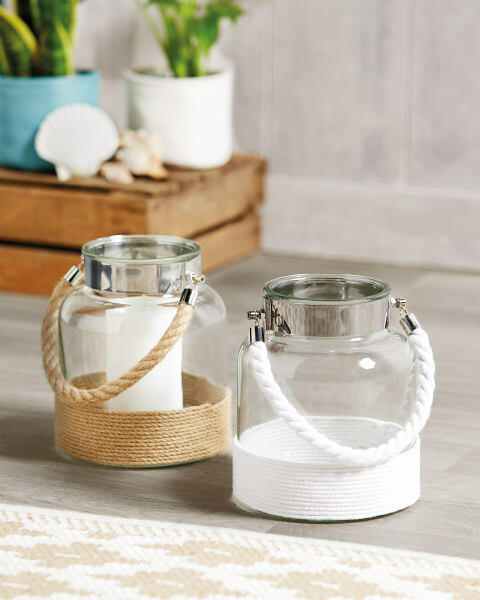 Brown Glass And Woven Lantern
