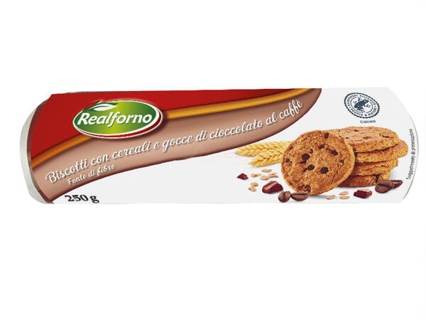 Biscuits with Cereals and Coffee-Flavoured Chocolate Chips