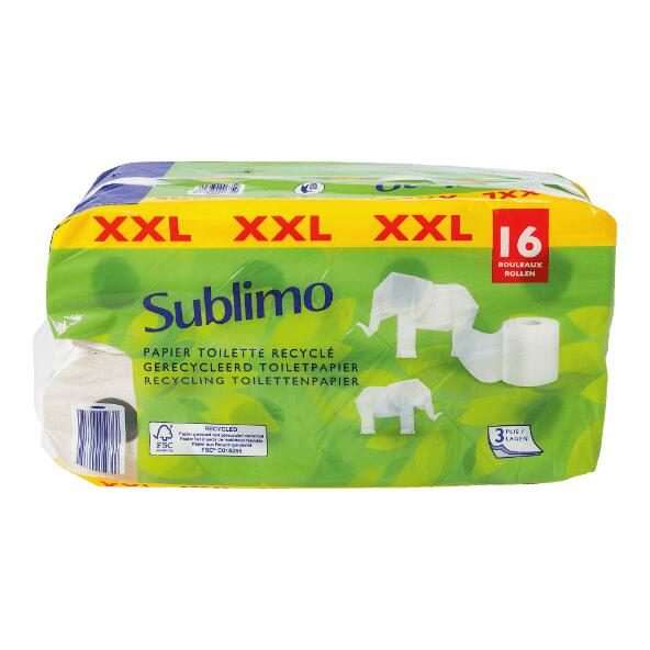 SUBLIMO(R) 				Recyceltes Toilettenpapier, 16er-Packung