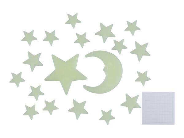 Crelando Glow In The Dark Moon & Stars Wall Stickers - 19 Pieces
