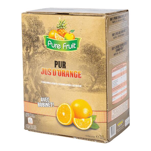 PURE FRUIT(R) 				Sinaasappel- of appelsap, bag-in-box