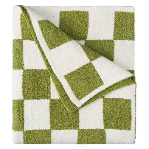50" x 70" Ultra Cozy Knit Throw, Green Checkerboard
