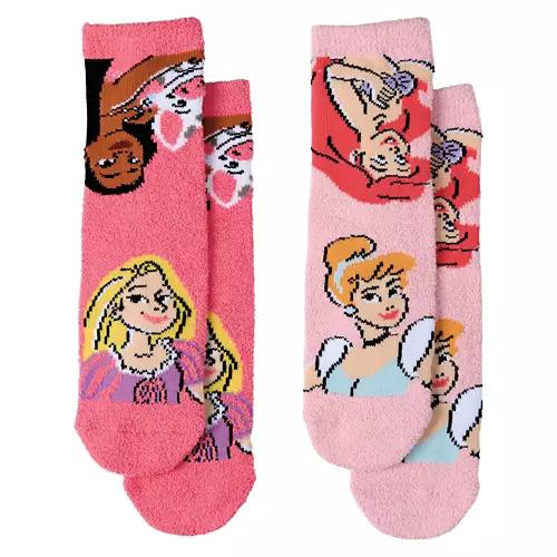 2 Pack Children's Cozy Slipper Socks - Disney Princess, 10-4
