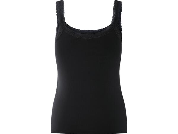 Ladies' ribbed vest tops with lace, 3 pieces