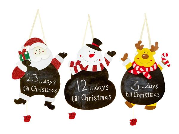 30cm Hanging Santa/Snowman/Reindeer With Chalk Board & Xmas Countdown