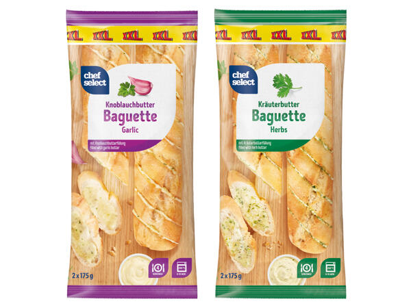 Knoblauch oder Kräuter Baguette