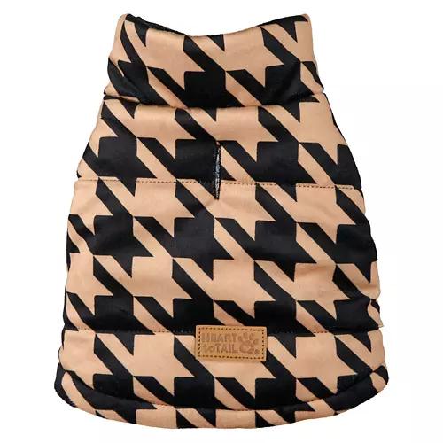 Pet Reversible Luxury Puffer Coat - Herringbone Print, S