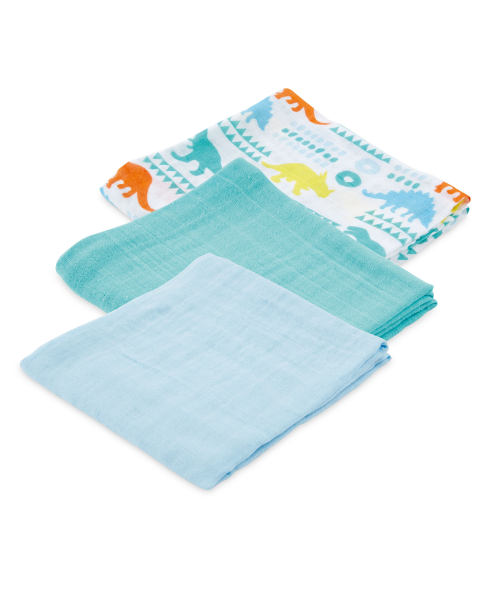 Dino Muslin Cloths 3 Pack