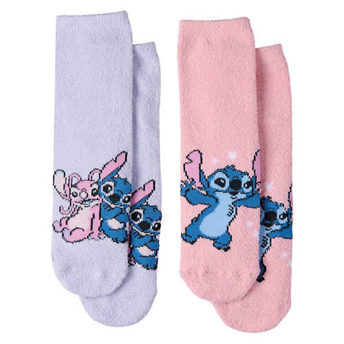 2 Pack Children's Cozy Slipper Socks - Stitch, 10-4