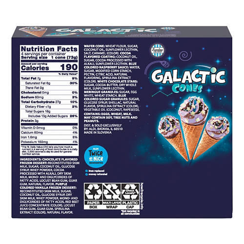 Chocolate & Vanilla Flavor Galactic Cones, 4 count