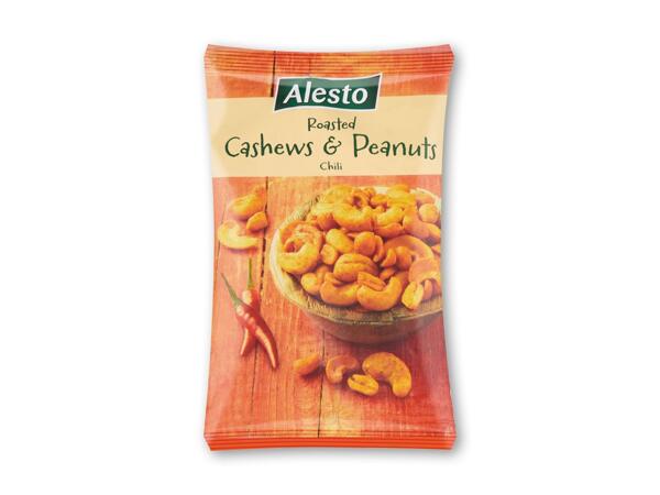 Macadamianødder eller cashewnødder og peanuts