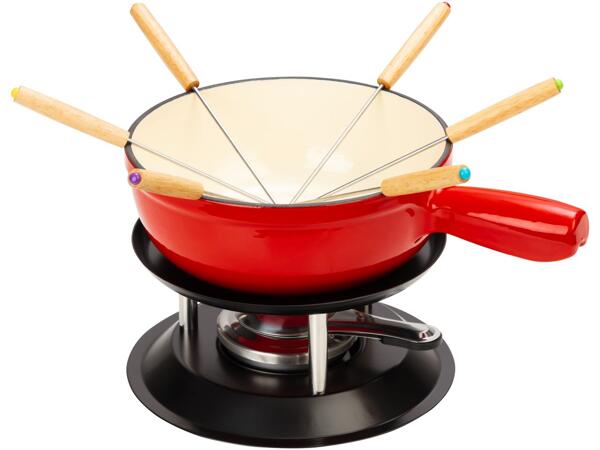 Cast Iron Fondue Set, 9 Pieces