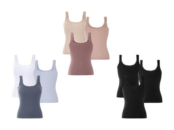 Débardeurs côtelés avec dentelle, set de 3