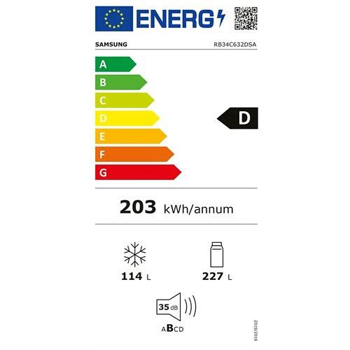 SAMSUNG Kühl-Gefrierkombination RB7300, 341 Liter, WiFi, Silber mit Griffmulde