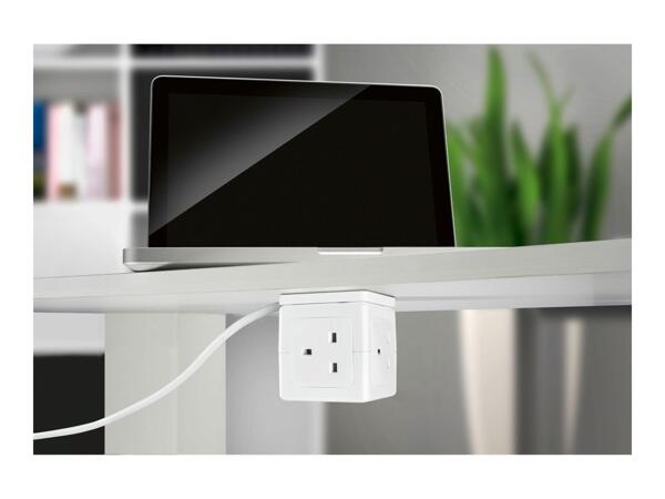 Tronic Socket Cube With USB Ports - White