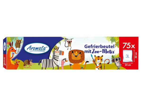 AROMATA Gefrierbeutel mit Zoo-Motiv 3 Liter