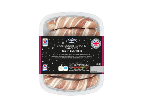 Deluxe 6 Outdoor-Bred British Pork Chipolata Pigs in Blankets