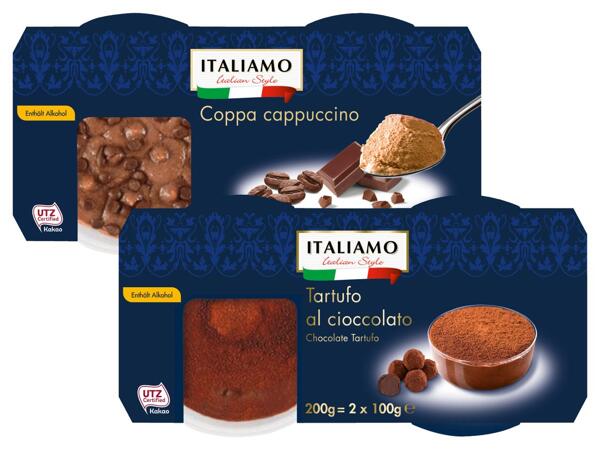 Coppa cappuccino oder Tartufo al cioccolato