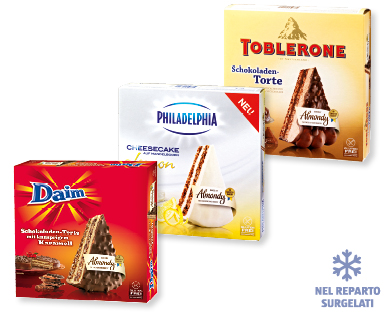 Torte surgelate DAIM/PHILADELPHIA/TOBLERONE